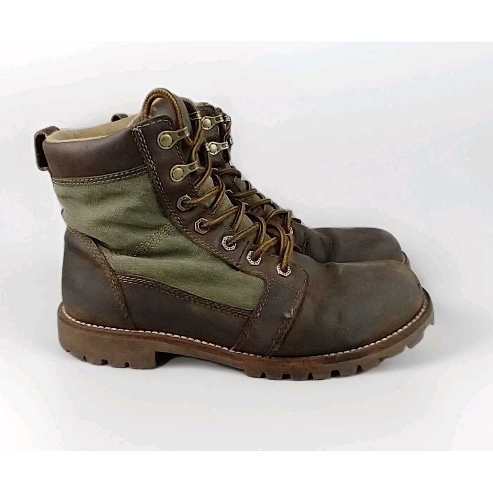 Kodiak Thane Waterproof Boot GreenBrown‎ Leather Mens Size 8 Ankle Canvas Rugged